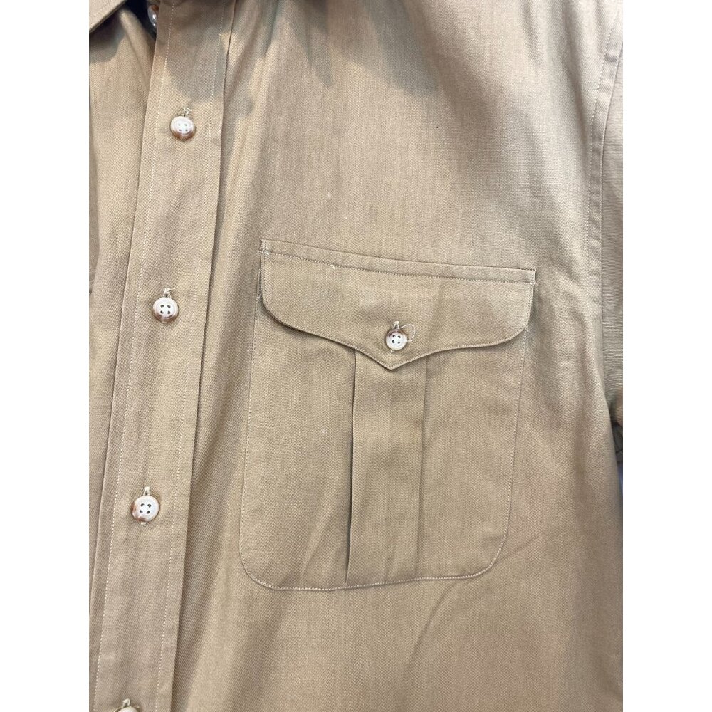 VTG Ralph Lauren Ladies Rough Wear Blouse 80s Khaki Button Front Cotton Size 6 - Picture 3 of 12